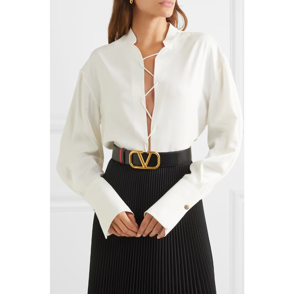 NEW Valentino Garavani V Logo Belt Reversible Black Red Gold 40mm 80 32 NWT - Picture 3 of 16